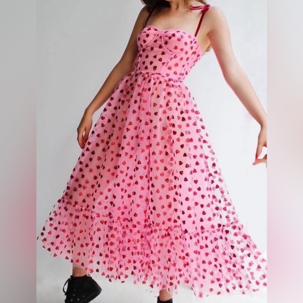 NWT Betsey Johnson Strapless Pink Heart Dress